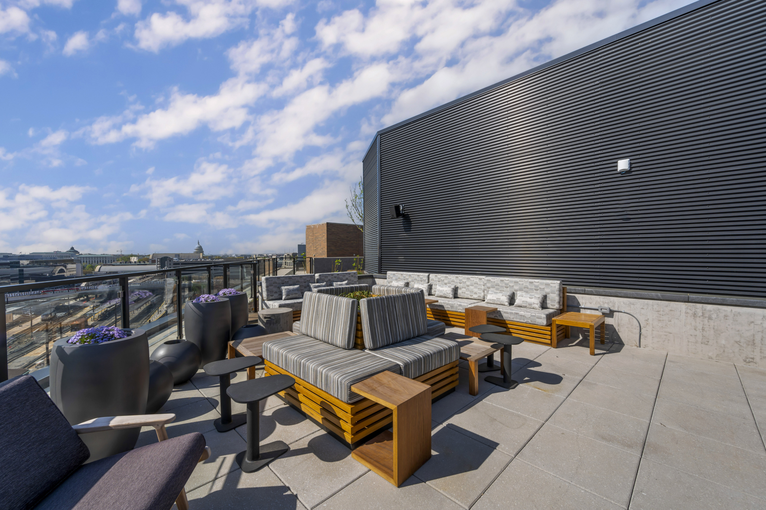 Rooftop lounge with views